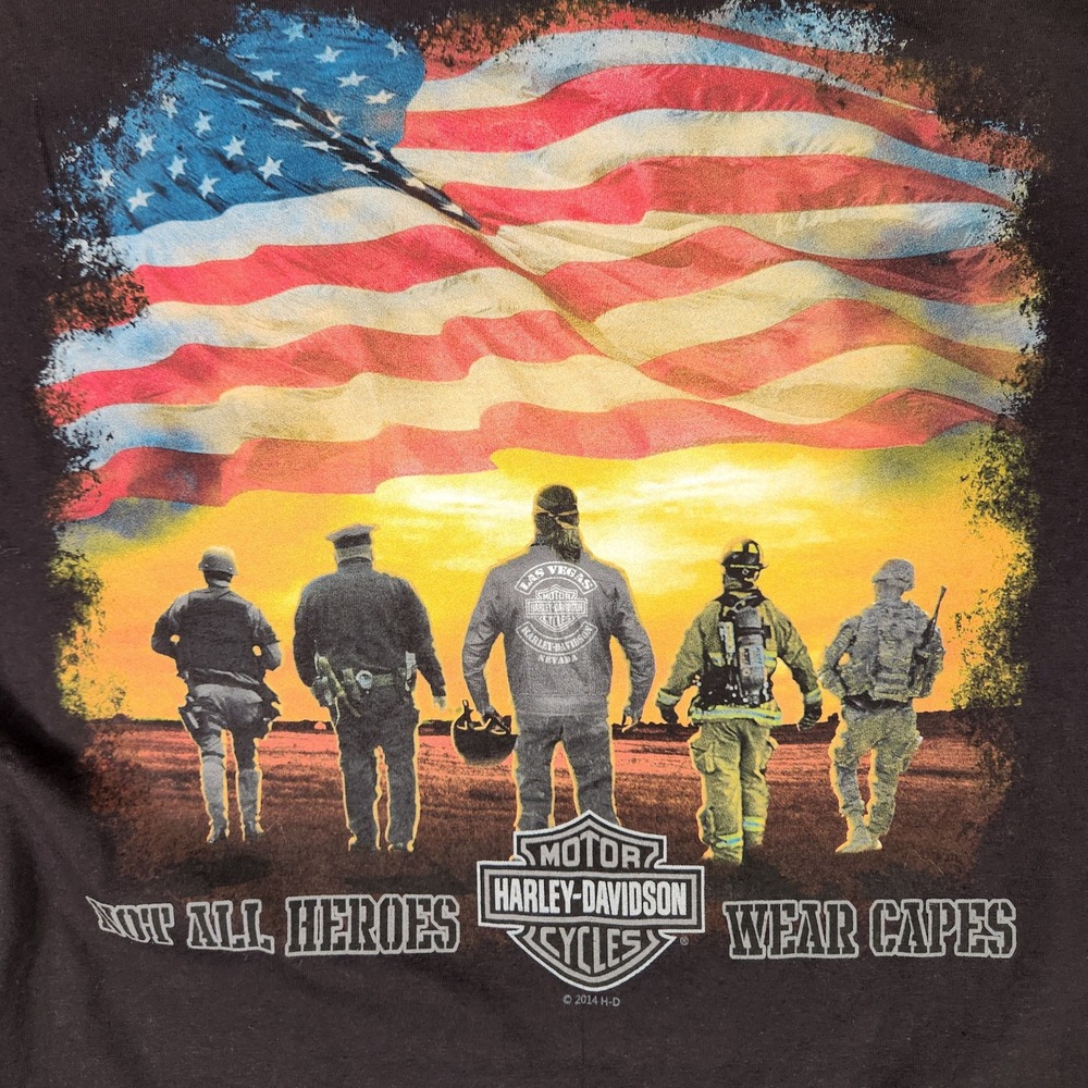 Harley-Davidson T-Shirt Mens XL Black New Heroes Wear Capes Las Vegas NV Graphic - Picture 2 of 9
